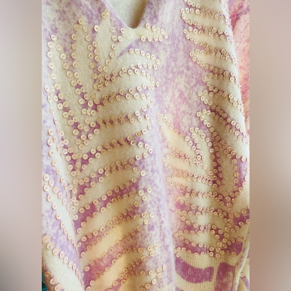 QUEEN OF SABA Vintage Lambswool Angora Blend Sequin Pullover Sweater Size 44 (M) - Picture 6 of 11